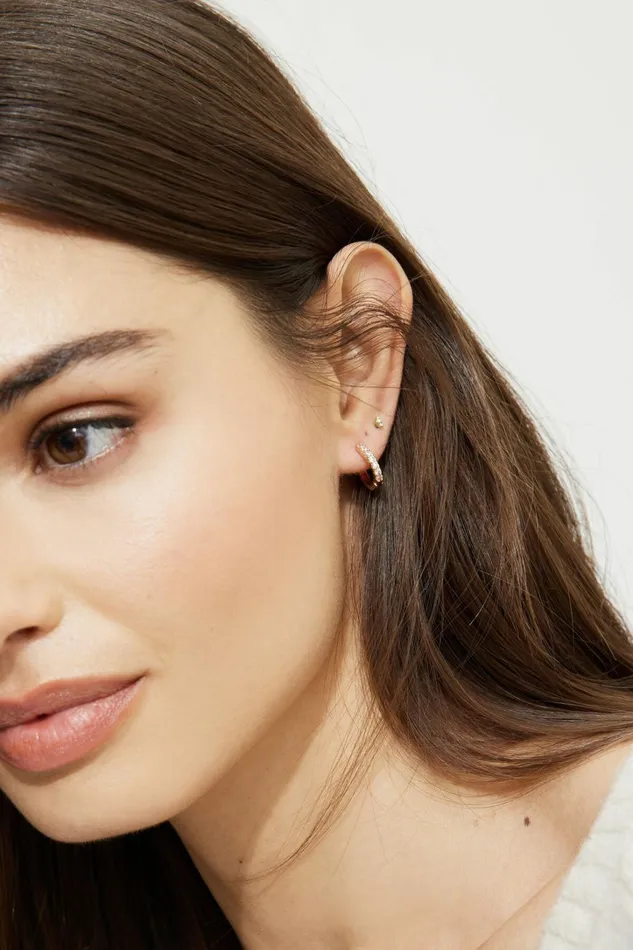 Dynamite Earrings Women 3Pack Delicate Linear Hoop Earrings White