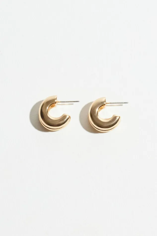 Dynamite Earrings Women Double Chubby Huggie Hoop Earrings YELLOW