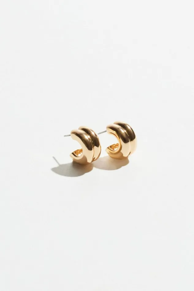 Dynamite Earrings Women Double Chubby Huggie Hoop Earrings YELLOW