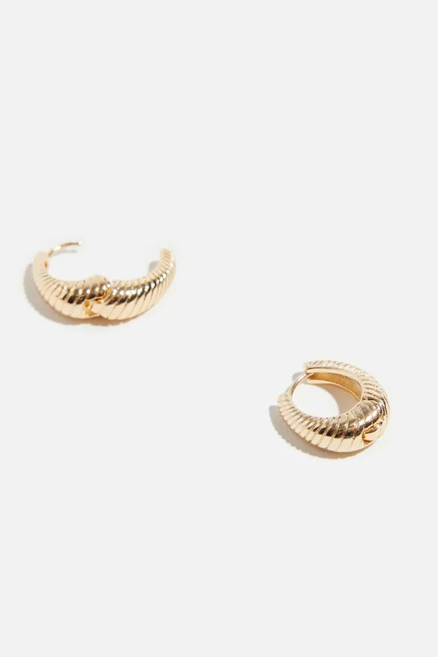 Dynamite Earrings Women Mini Textured Hoop Earrings YELLOW