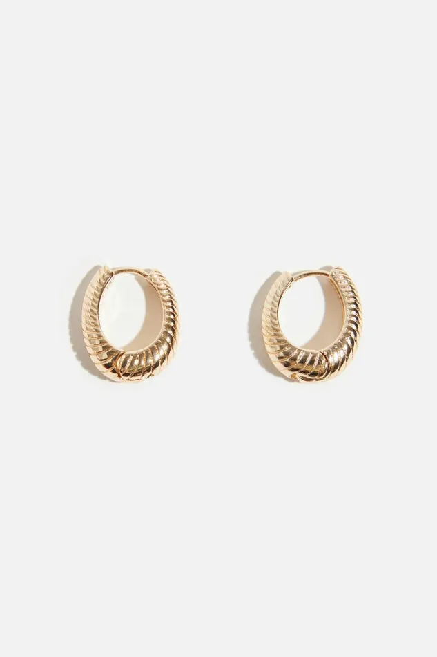 Dynamite Earrings Women Mini Textured Hoop Earrings YELLOW