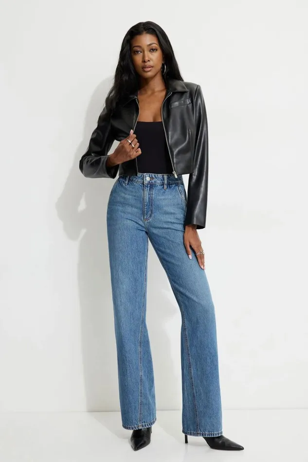 Dynamite Jeans and Denim Women Heidi Wide Leg Twisted Seam Jeans Black