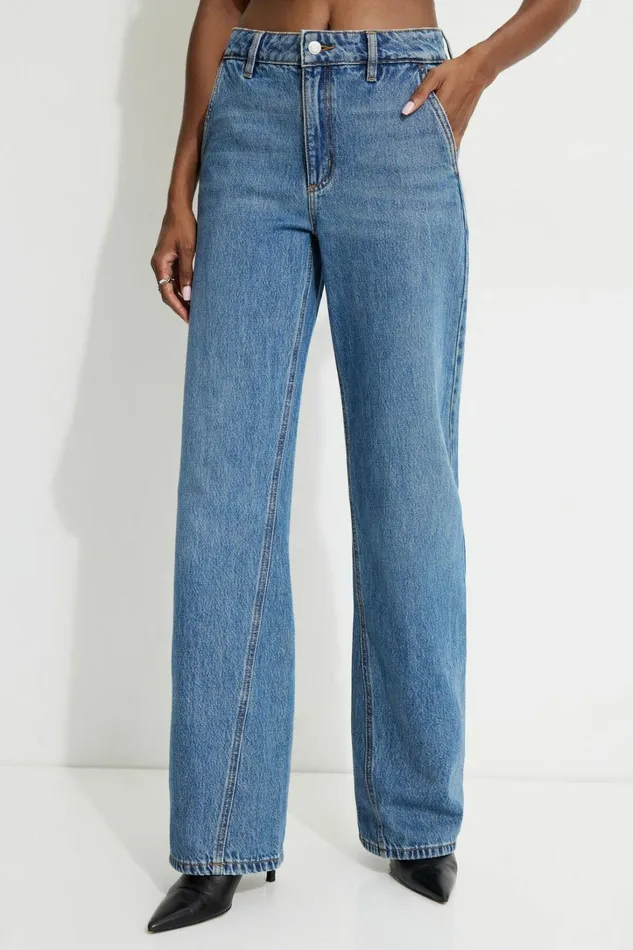 Dynamite Jeans and Denim Women Heidi Wide Leg Twisted Seam Jeans Black