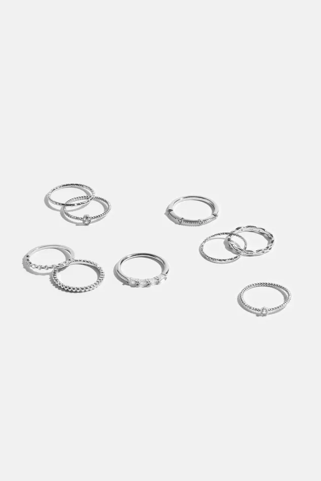 Dynamite Rings Women 9Pack Delicate Gem Rings Gray