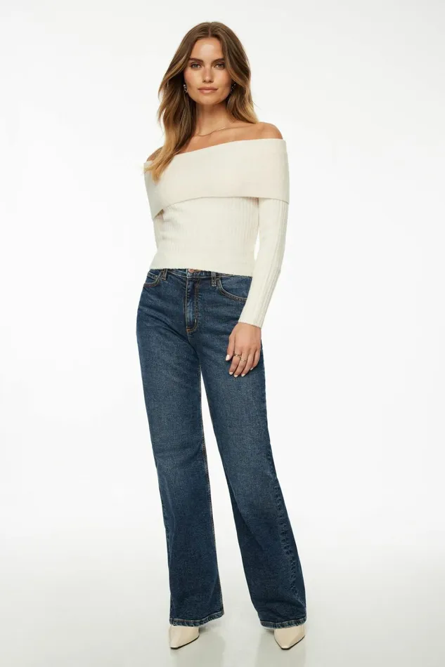 Dynamite Tops Women Heavenlyarn Laura Off Shoulder Sweater Beige