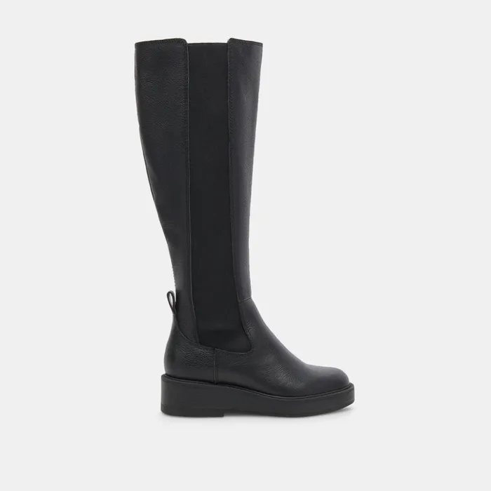 Eamon H2O Wide Calf Boots Black Leather Women Dolce Vita Boots and Booties