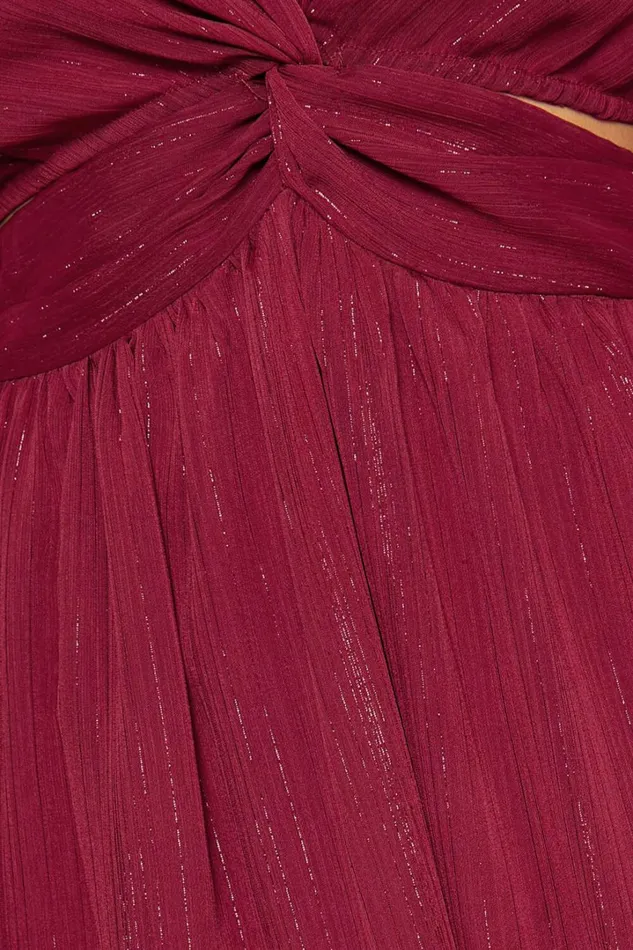 Edelyn Midi Dress 8211 Cut Out Balloon Sleeve Tiered Dress In Burgundy Women Showpo Dresses