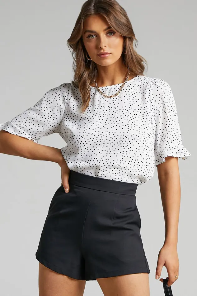 Eleanor Top 8211 Short Sleeve Top In White Spot Women Showpo Curve Clothes