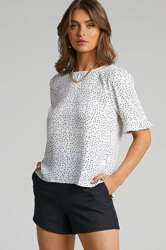 Eleanor Top 8211 Short Sleeve Top In White Spot Women Showpo Curve Clothes