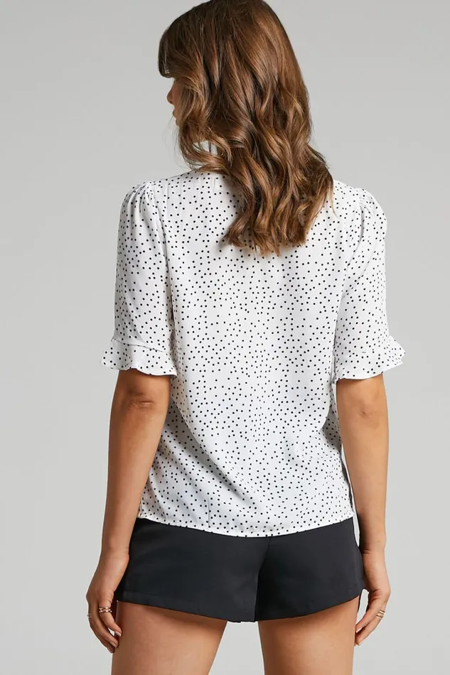Eleanor Top 8211 Short Sleeve Top In White Spot Women Showpo Curve Clothes