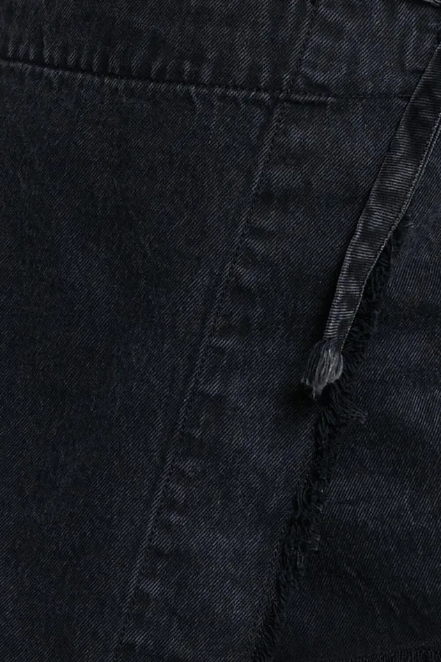 Ellyza Skort 8211 Recycled Cotton Frayed Edge Wrap Denim Skort In Washed Black Women Showpo Shorts