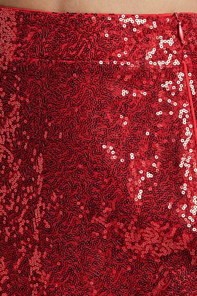 Elswyth Mini Skirt 8211 Side Split Sequin Skirt In Red Women Showpo Skirts