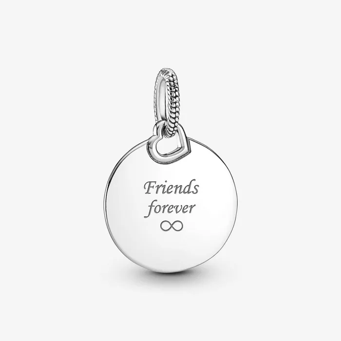 Engravable Charms Women Pandora Engravable Round Tag Pendant Sterling Silver