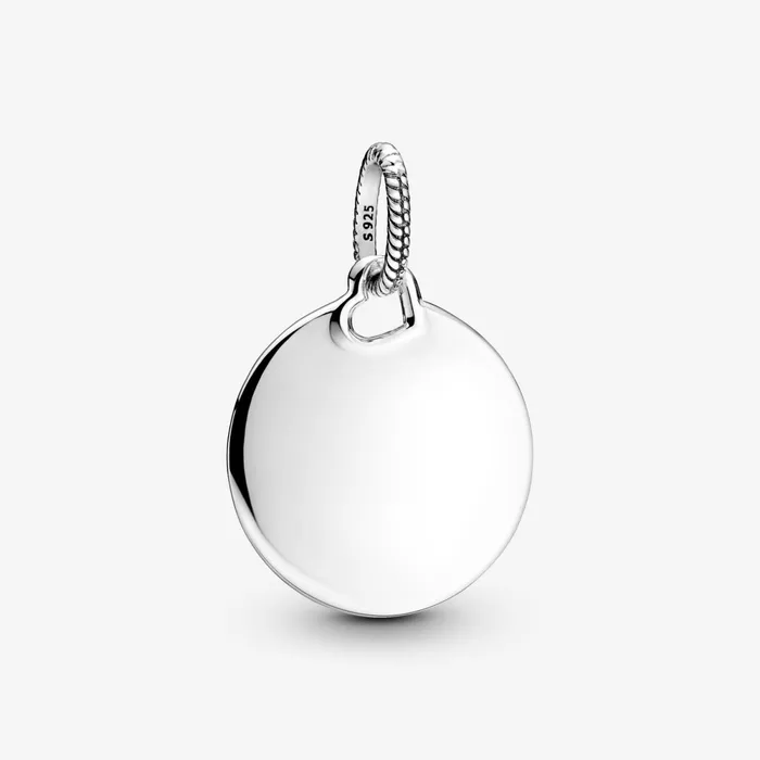 Engravable Charms Women Pandora Engravable Round Tag Pendant Sterling Silver