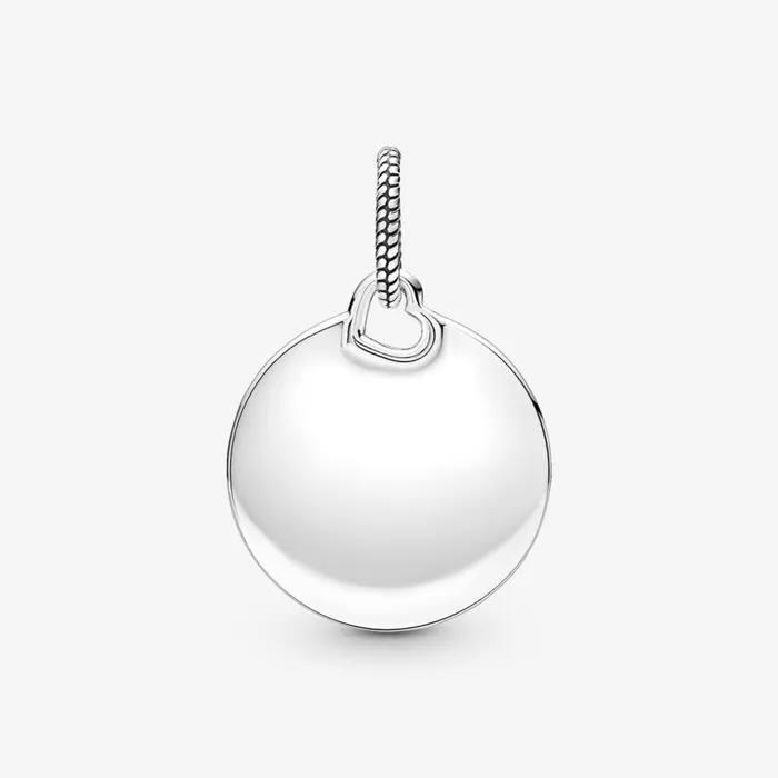 Engravable Charms Women Pandora Engravable Round Tag Pendant Sterling Silver