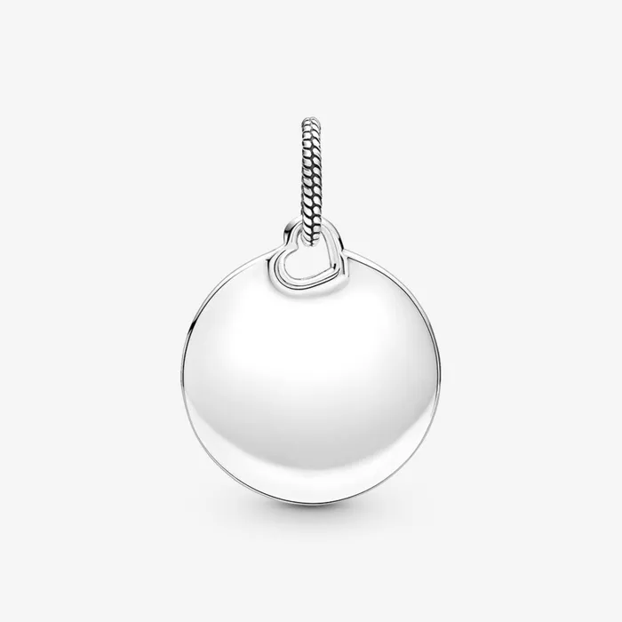 Engravable Charms Women Pandora Engravable Round Tag Pendant Sterling Silver
