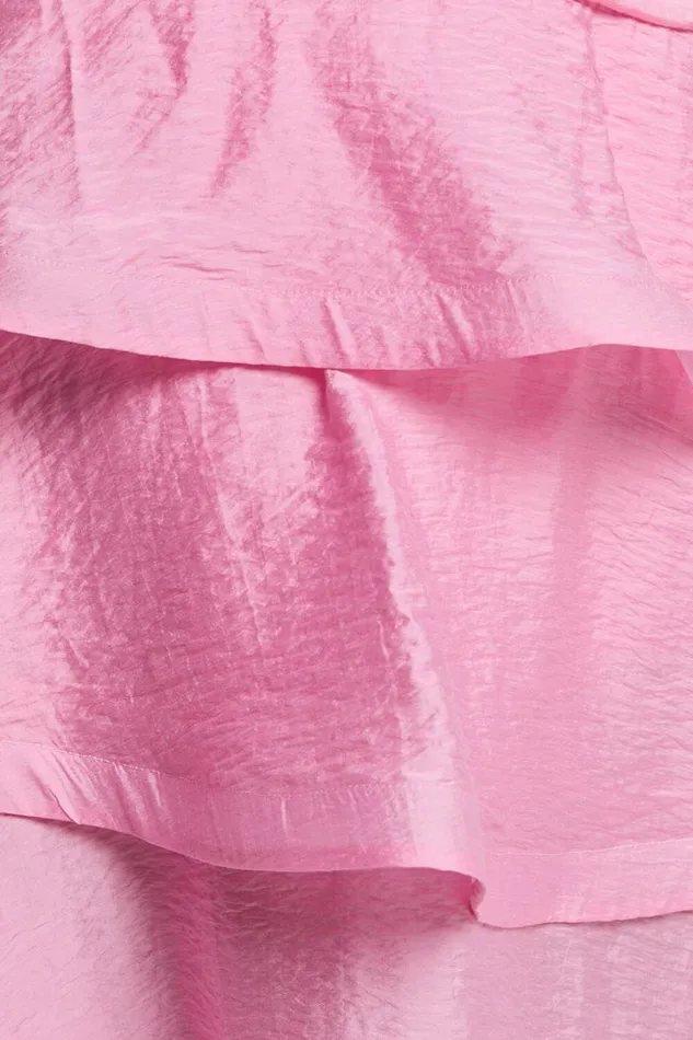 Eugenia Midi Dress 8211 One Shoulder Fit And Flare Layered Dress In Pink Women Showpo Dresses