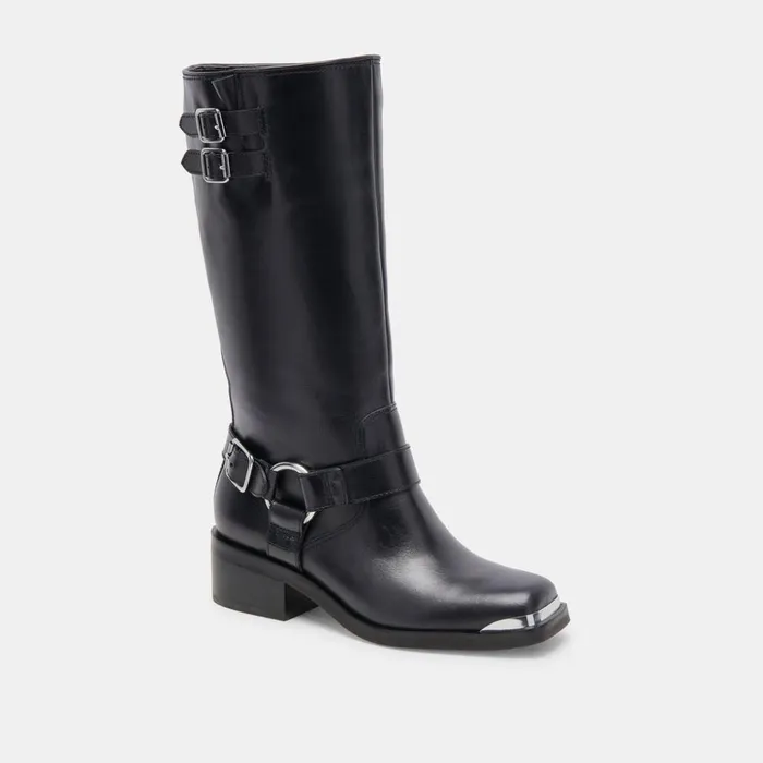 Evi Boots Black Leather Women Dolce Vita Boots and Booties