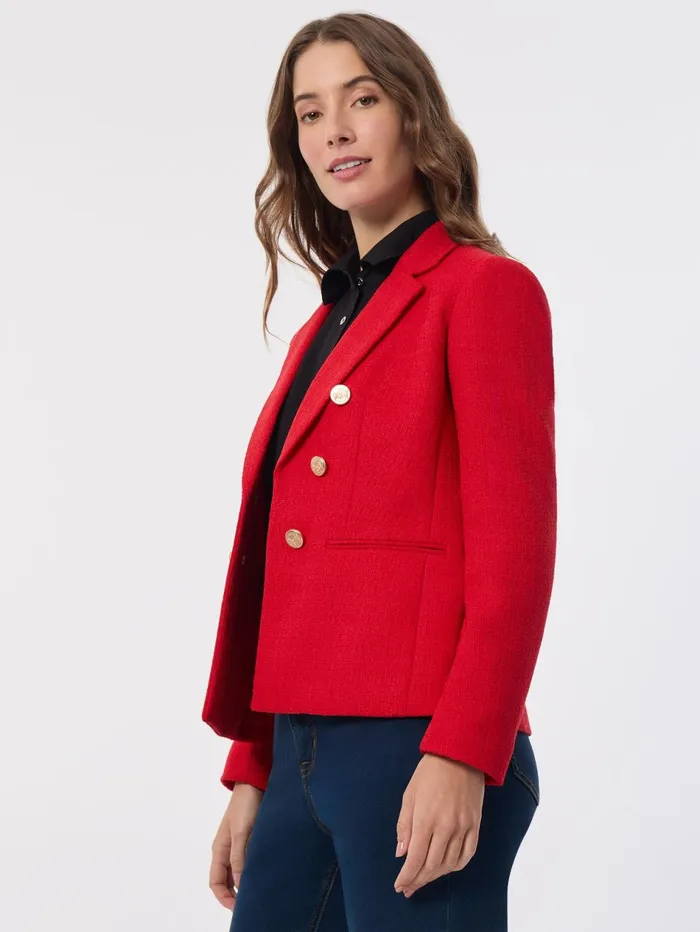 Faux Double Breasted Jacket Tweed Women Jones New York Blazers Faux Double Breasted Jacket Tweed Women Jones New York Blazers