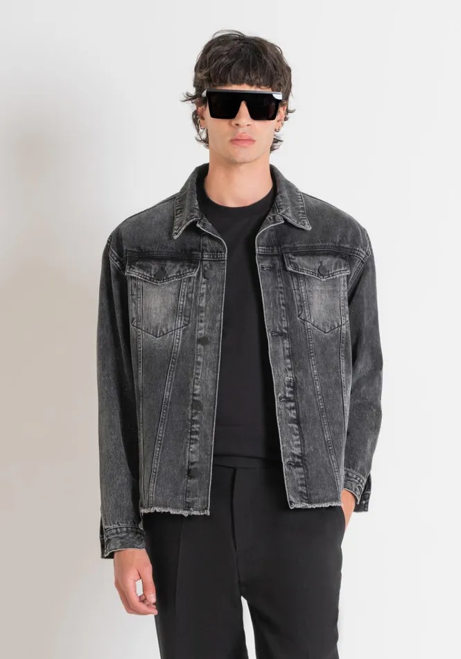 Field Jackets And Coats Men Antony Morato Oversized Jacket In Black Denim Black