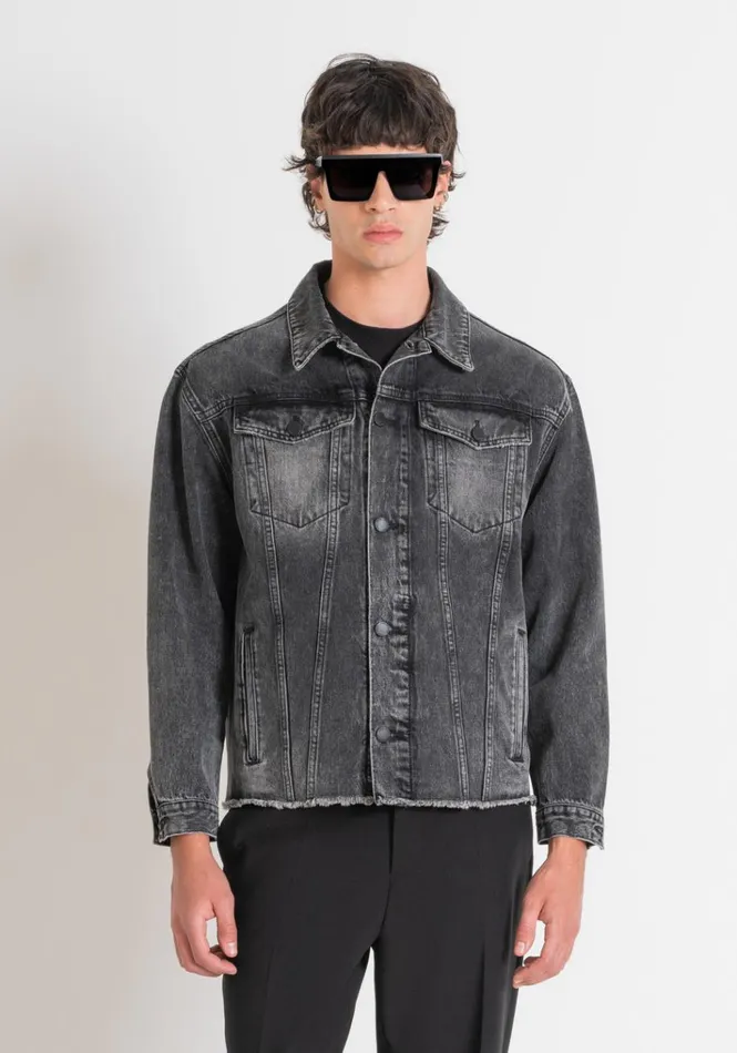 Field Jackets And Coats Men Antony Morato Oversized Jacket In Black Denim Black
