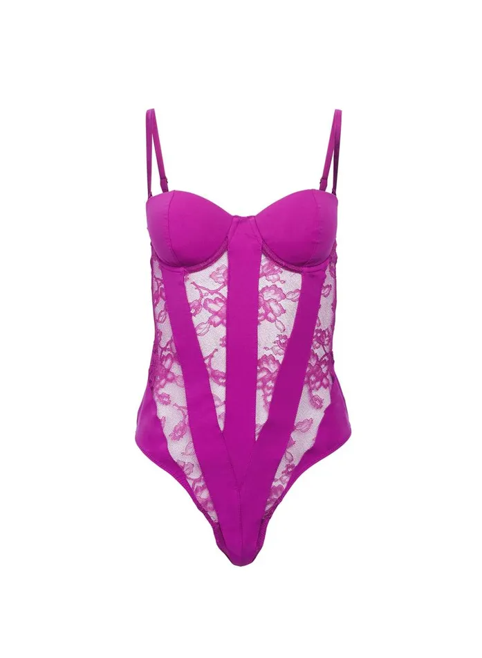 Fleur Du Mal Bodysuits Women Cupped Bodysuit Wildberry Fleur Du Mal Bodysuits Women Cupped Bodysuit Wildberry