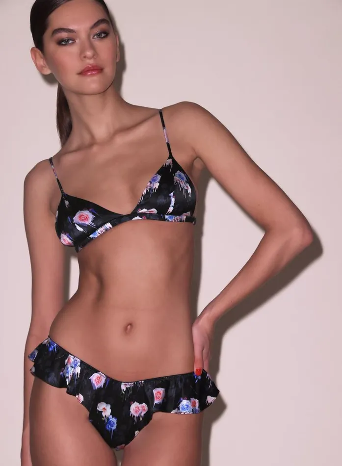 Fleur Du Mal Bralettes and Wireless Bras Women Luxe Triangle Bra Dripping Flowers Fleur Du Mal Bralettes and Wireless Bras Women Luxe Triangle Bra Dripping Flowers