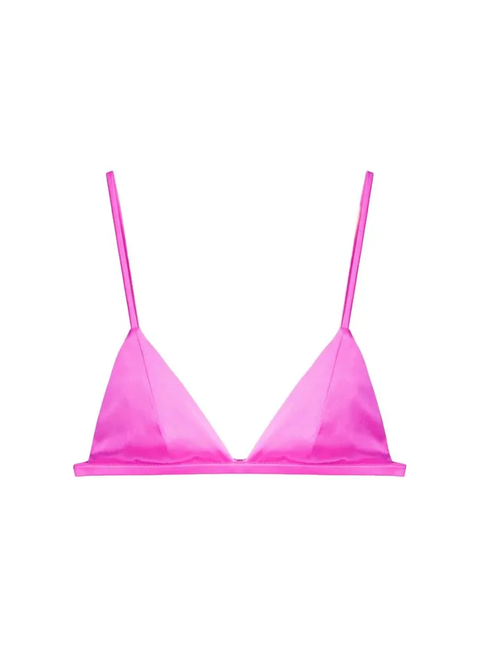 Fleur Du Mal Bralettes and Wireless Bras Women Luxe Triangle Bra Wild Pink