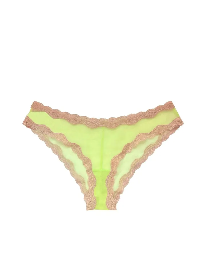 Fleur Du Mal Cheekys and Hiphuggers Women Sheer Tulle Bikini Neon Lemon Fleur Du Mal Cheekys and Hiphuggers Women Sheer Tulle Bikini Neon Lemon