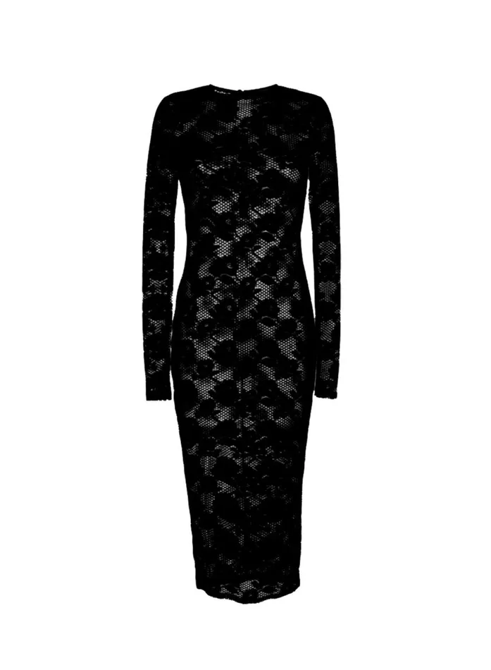 Fleur Du Mal Dresses Women Le Stretch Lace Long Sleeve Dress Black Fleur Du Mal Dresses Women Le Stretch Lace Long Sleeve Dress Black