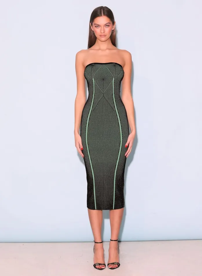 Fleur Du Mal Dresses Women Rib Knit Tube Dress Greenblack Rib Fleur Du Mal Dresses Women Rib Knit Tube Dress Greenblack Rib
