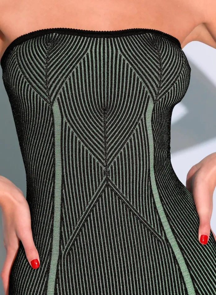 Fleur Du Mal Dresses Women Rib Knit Tube Dress Greenblack Rib Fleur Du Mal Dresses Women Rib Knit Tube Dress Greenblack Rib