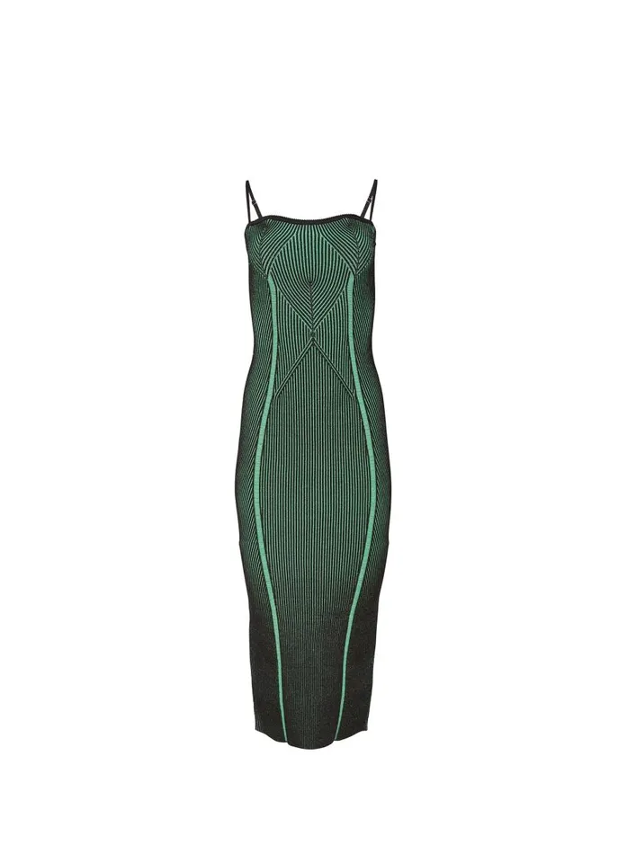 Fleur Du Mal Dresses Women Rib Knit Tube Dress Greenblack Rib Fleur Du Mal Dresses Women Rib Knit Tube Dress Greenblack Rib
