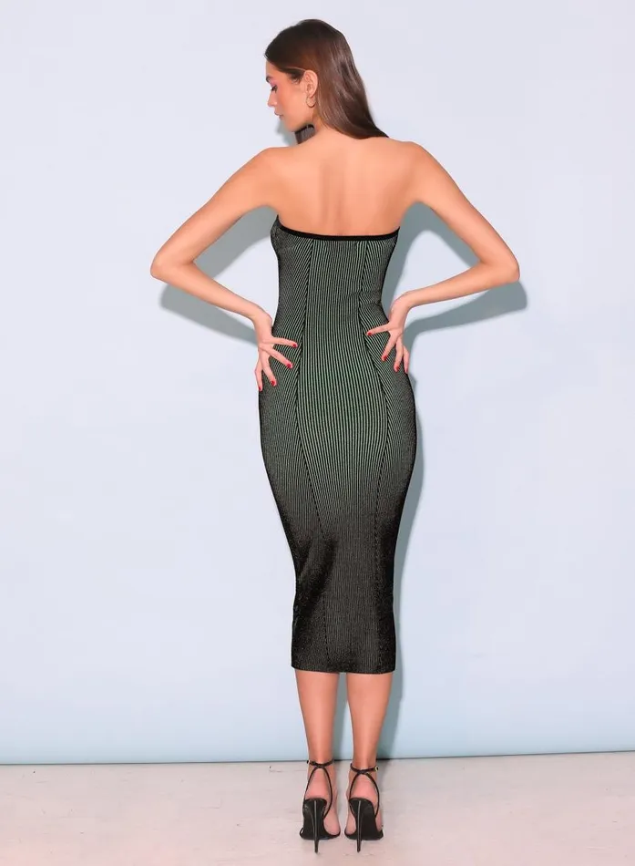 Fleur Du Mal Dresses Women Rib Knit Tube Dress Greenblack Rib Fleur Du Mal Dresses Women Rib Knit Tube Dress Greenblack Rib