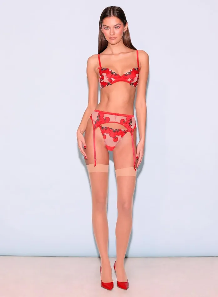Fleur Du Mal Fuller Cup Bras Women Pomodoro Embroidery Demi Bra Sauce Fleur Du Mal Fuller Cup Bras Women Pomodoro Embroidery Demi Bra Sauce