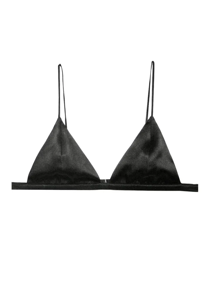 Fleur Du Mal Loungewear Women Luxe Triangle Bra Black