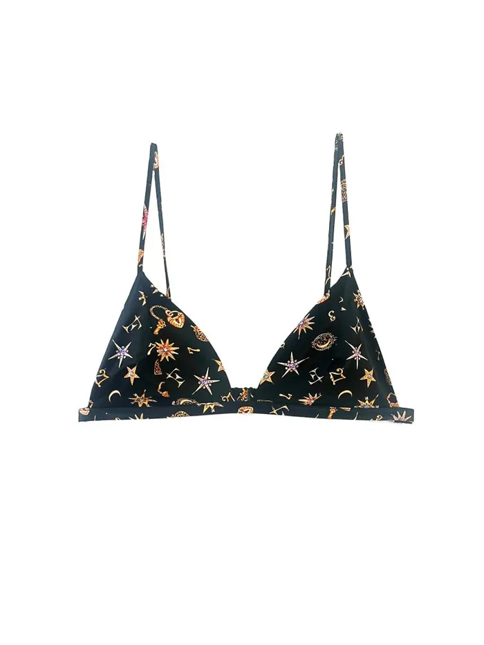 Fleur Du Mal Loungewear Women Luxe Triangle Bra Charm Print