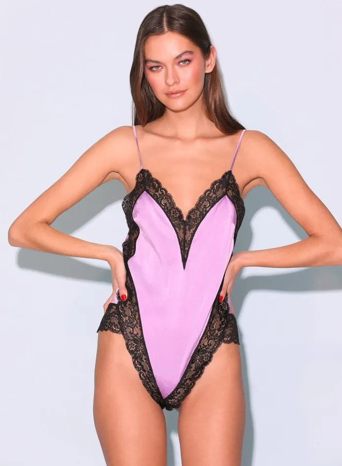 Fleur Du Mal Loungewear Women Venus Lace Teddy Spring Lavender