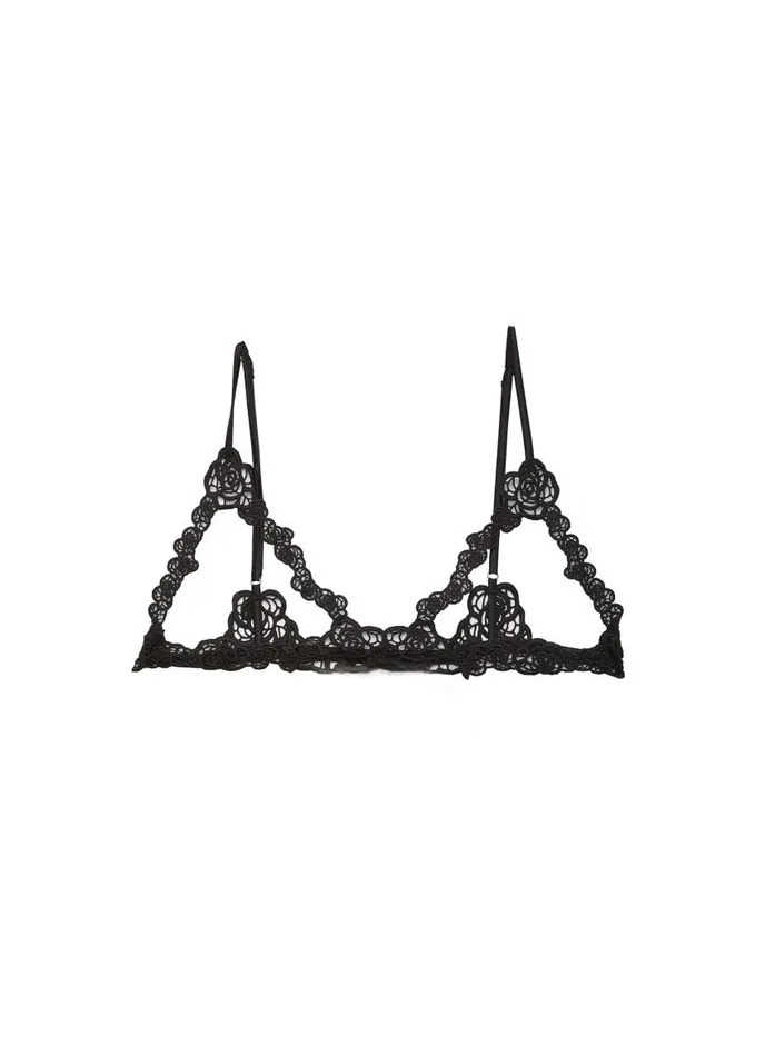 Fleur Du Mal Pleasure Women Fleur Guipure Ouvert Bralette Black Fleur Du Mal Pleasure Women Fleur Guipure Ouvert Bralette Black