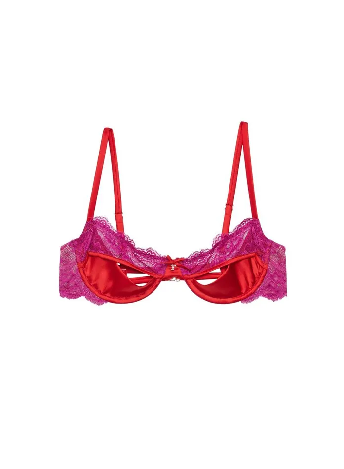 Fleur Du Mal Pleasure Women Naomi Lace Cutout Balconette Bra Vixen Fleur Du Mal Pleasure Women Naomi Lace Cutout Balconette Bra Vixen