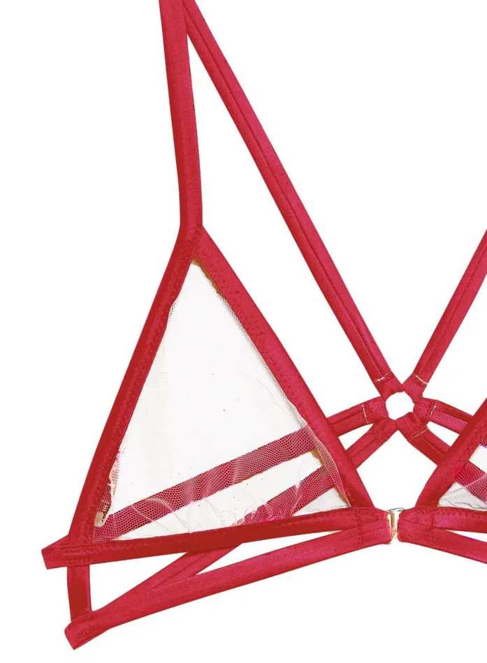 Fleur Du Mal Pleasure Women Strappy Bondage Bra Rouge Fleur Du Mal Pleasure Women Strappy Bondage Bra Rouge