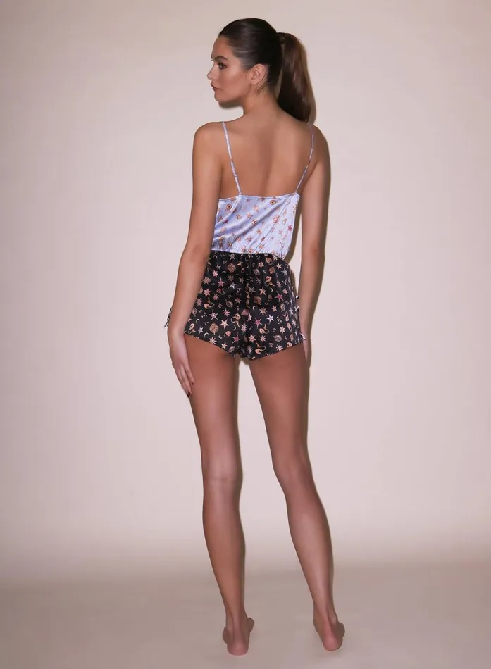 Fleur Du Mal Sleepwear Women Ribbon Silk Teddy Charm Print Fleur Du Mal Sleepwear Women Ribbon Silk Teddy Charm Print