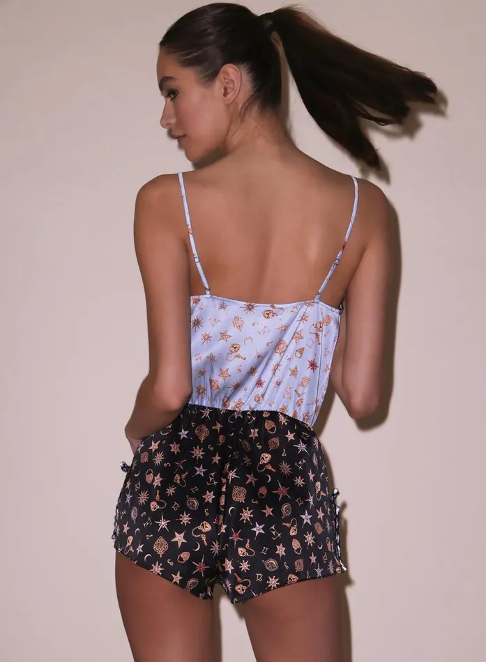Fleur Du Mal Sleepwear Women Ribbon Silk Teddy Charm Print Fleur Du Mal Sleepwear Women Ribbon Silk Teddy Charm Print