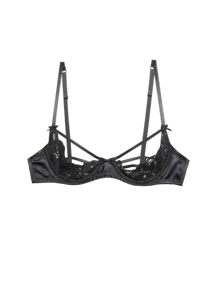 Fleur Du Mal Underwire Bras Women Charlotte Peekaboo Bra Black