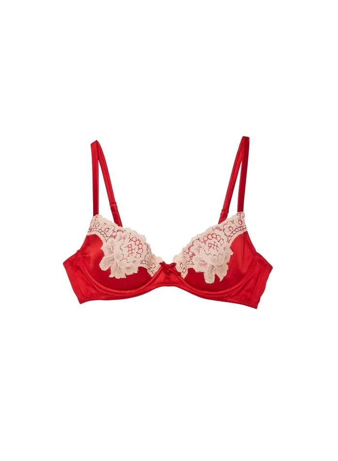 Fleur Du Mal Underwire Bras Women James Lace Lined Demi Bra Rouge Fleur Du Mal Underwire Bras Women James Lace Lined Demi Bra Rouge