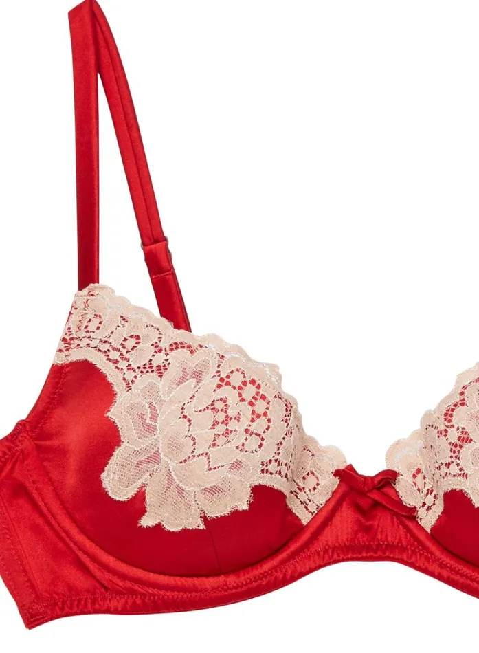 Fleur Du Mal Underwire Bras Women James Lace Lined Demi Bra Rouge Fleur Du Mal Underwire Bras Women James Lace Lined Demi Bra Rouge