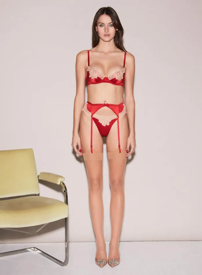 Fleur Du Mal Underwire Bras Women James Lace Lined Demi Bra Rouge Fleur Du Mal Underwire Bras Women James Lace Lined Demi Bra Rouge