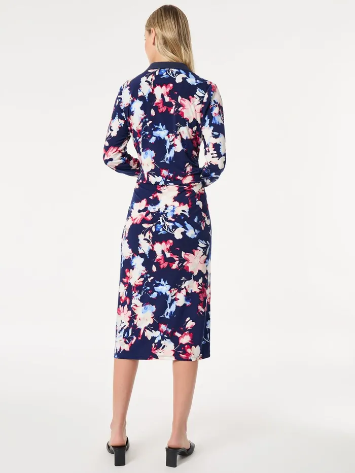 Floral Collared Twist Wrap Midi Dress Women Jones New York Dresses Floral Collared Twist Wrap Midi Dress Women Jones New York Dresses