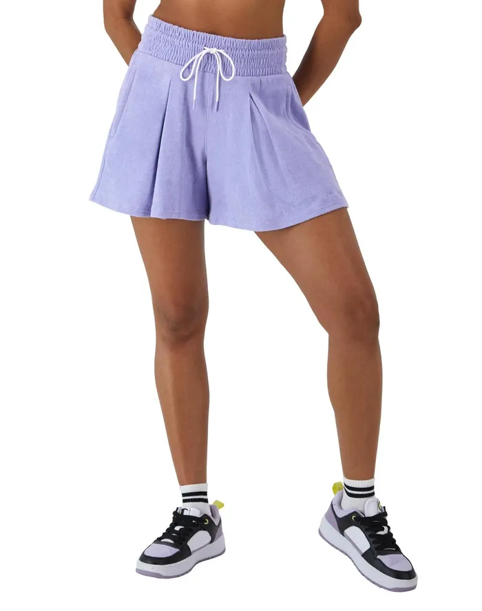 Freeplay Terry Towel Shorts Classic Script 5034 Peri Blue Women Champion Shorts