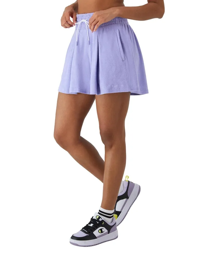 Freeplay Terry Towel Shorts Classic Script 5034 Peri Blue Women Champion Shorts